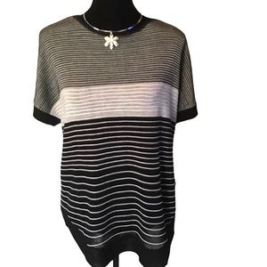 Christopher & Banks Striped Short Sleeve Sweater Women Large